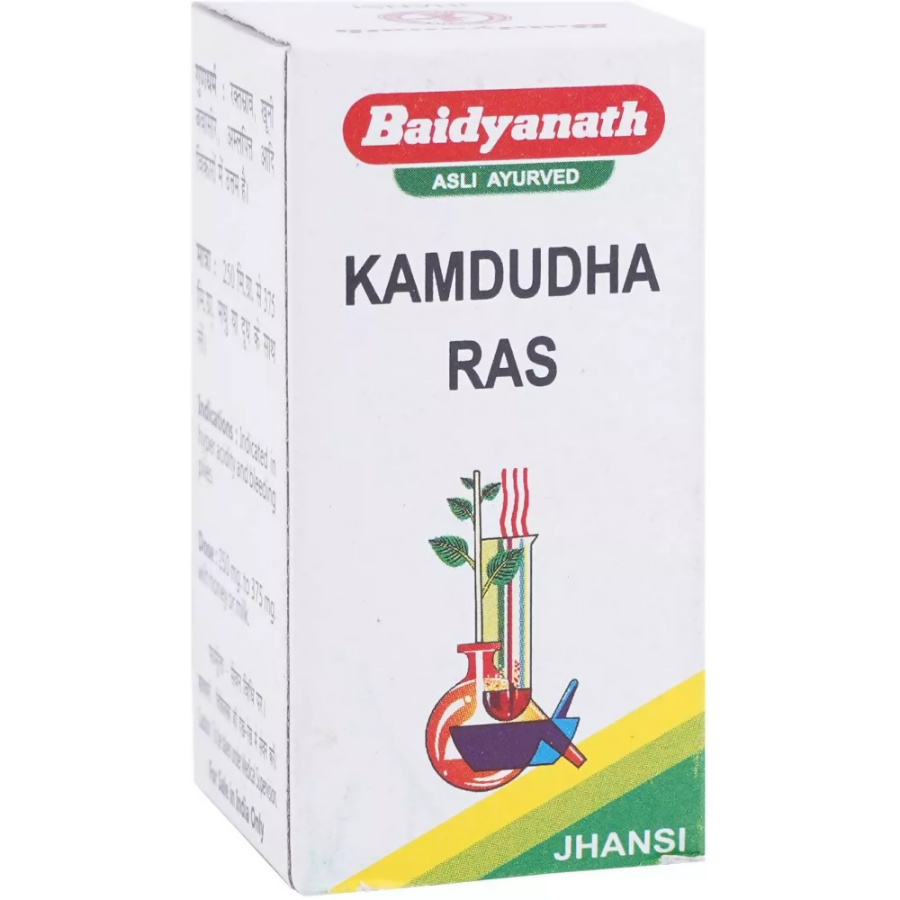 Baidyanath Jhansi Kamdudha Ras – Ayurvedic tablet for acidity and digestion available in the USA at Grab2Buy for $7.71