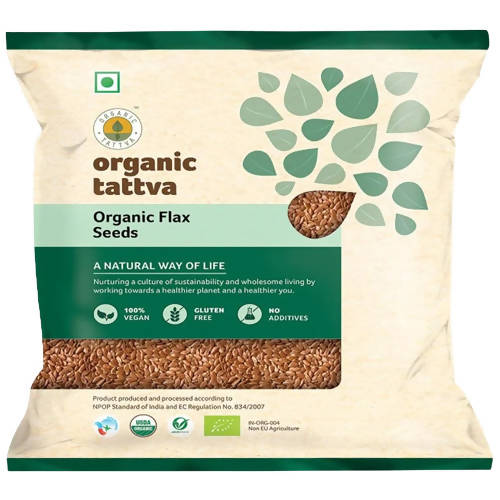 Organic Tattva Flax Seeds product available in 100 g and 200 g options at Grab2Buy