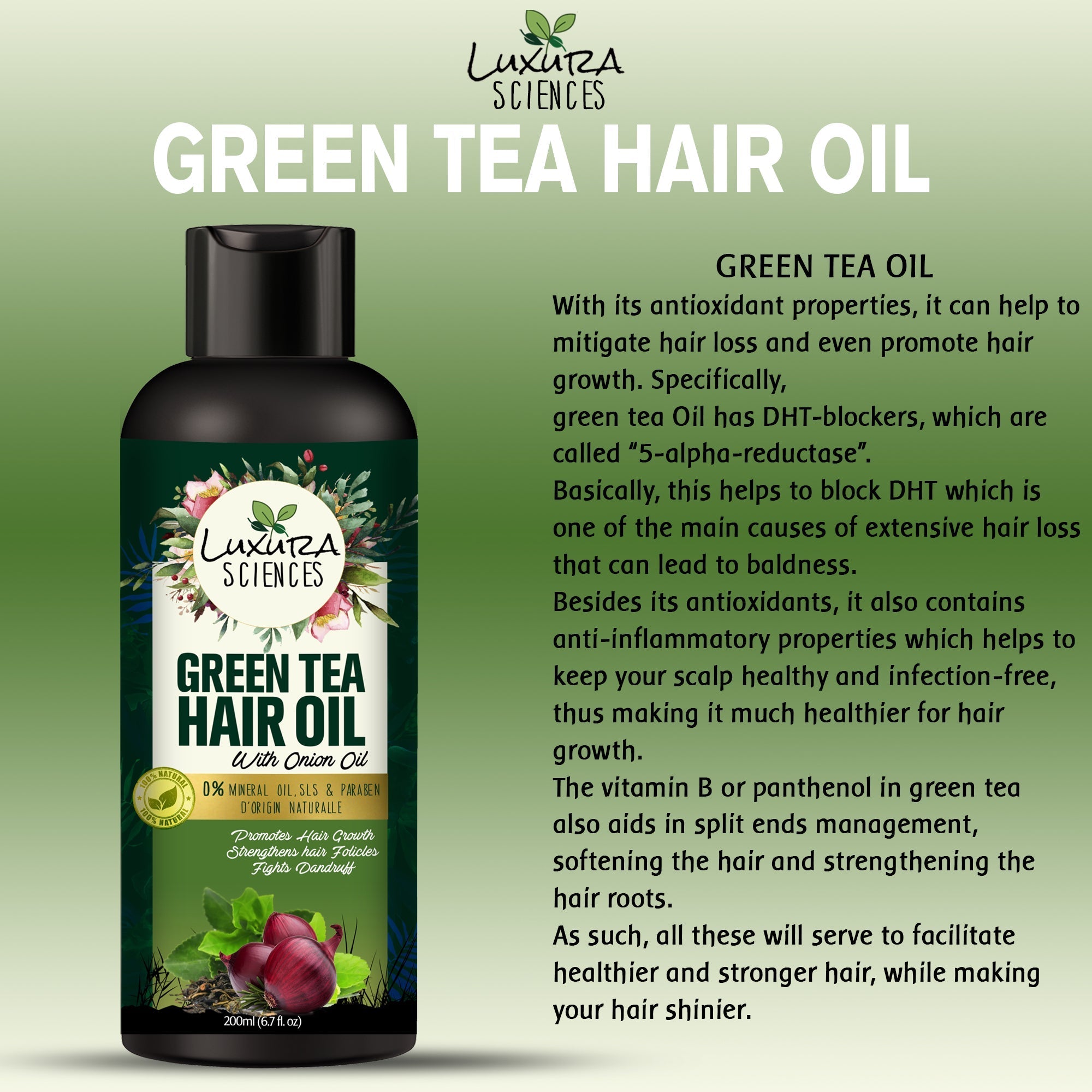 Luxura Sciences Green Tea Hair Oil with Onion Oil | Grab2Buy