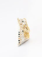 NR By Nidhi Rathi White Mirror Work Embroidered Potli Clutch | Grab2Buy
