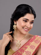Saraf RS Jewellery Gold-Polished White & Magenta American Diamond Studded Jewellery Set | Grab2Buy