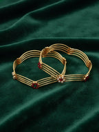 NVR Women Set of 2 Gold Plated Artificial Stone Bangle