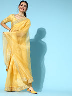 Saree Mall Solid Saree with Woven Design Border | Grab2Buy