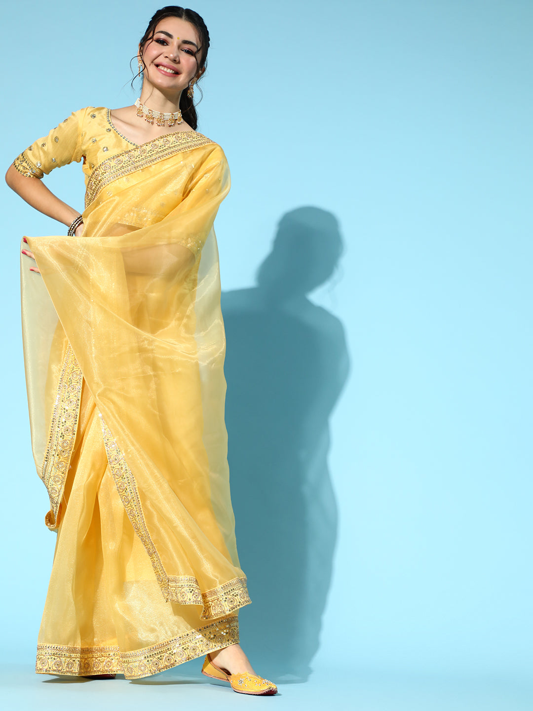 Saree Mall Solid Saree with Woven Design Border | Grab2Buy