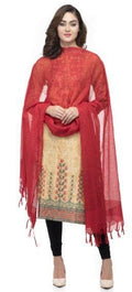 A R Silk Women's Cotton Self Design Red Regular Dupatta Plain Design | Grab2Buy