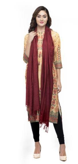 A R Silk Women's Cotton Self Design Dark Mehroon Regular Dupatta | Grab2Buy
