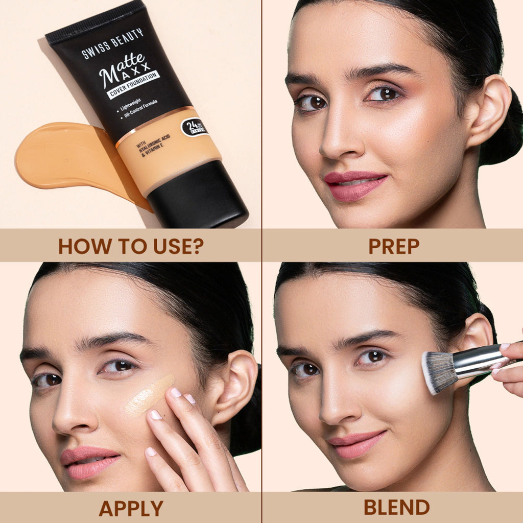 Swiss Beauty Matte Maxx Cover Foundation with Hyaluronic Acid & Vitamin E - 2 Ivory Cool