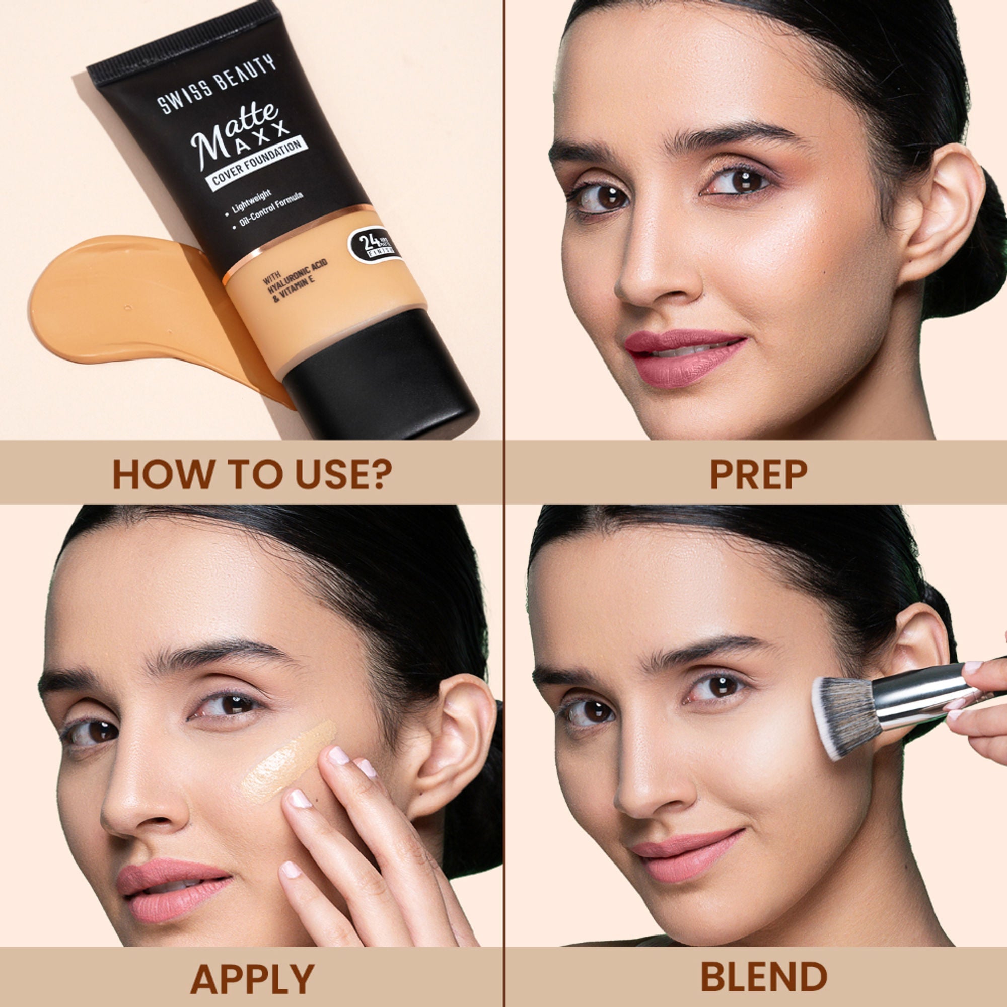 Swiss Beauty Matte Maxx Cover Foundation with Hyaluronic Acid & Vitamin E - 4 Medium Warm | Grab2Buy