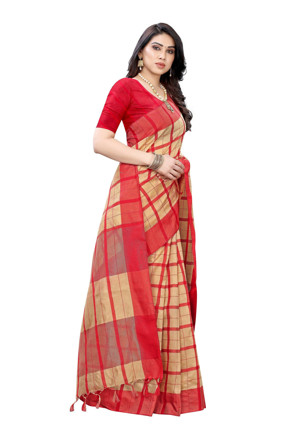 Vamika Cream Cotton Silk Weaving Saree (SATURN CHICKU) | Grab2Buy