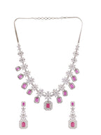 Saraf RS Jewellery Rhodium-Plated Pink AD studded Jewellery Set | Grab2Buy