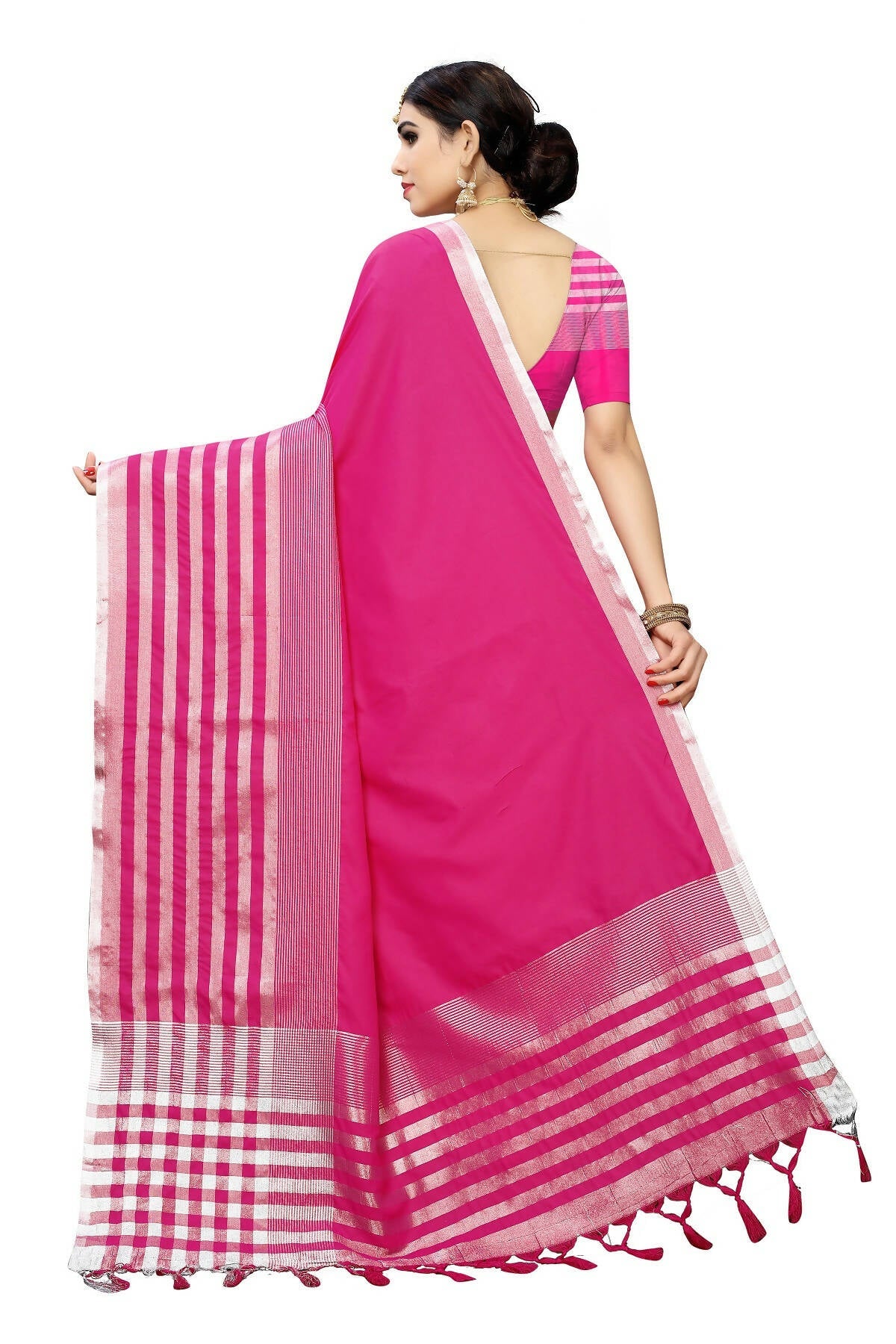 Vamika Pink Cotton Silk Weaving Saree (Twitter Pink) | Grab2Buy