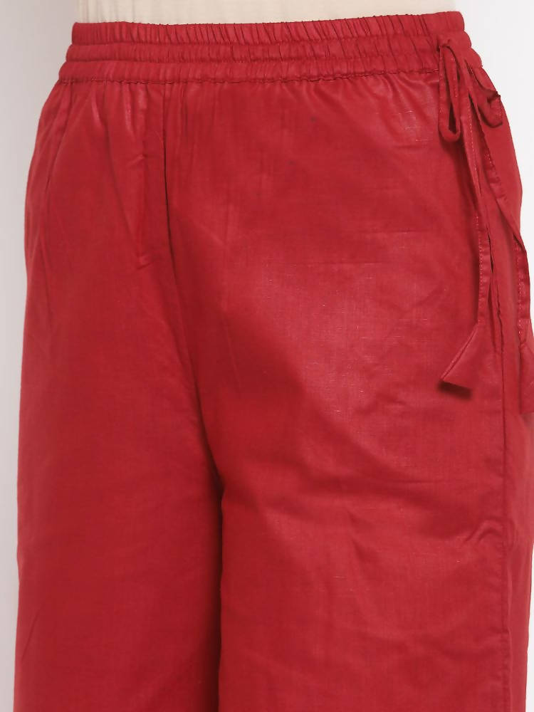 Myshka Women's Maroom Cotton Solid Casual Palazzo | Grab2Buy
