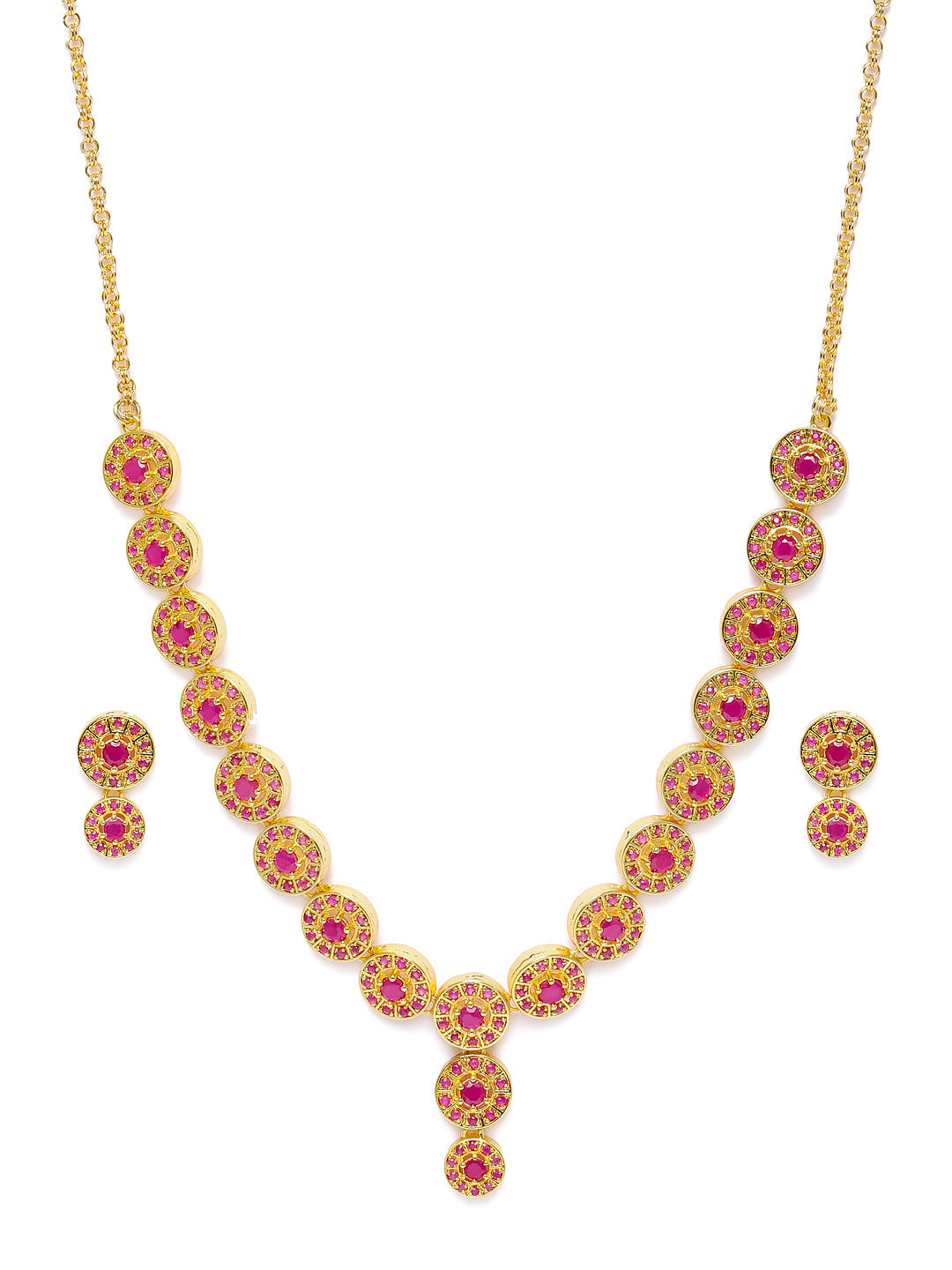 Zaveri Pearls Pink Gold-Polished Cubic Zirconia Studded Jewellery Set | Grab2Buy