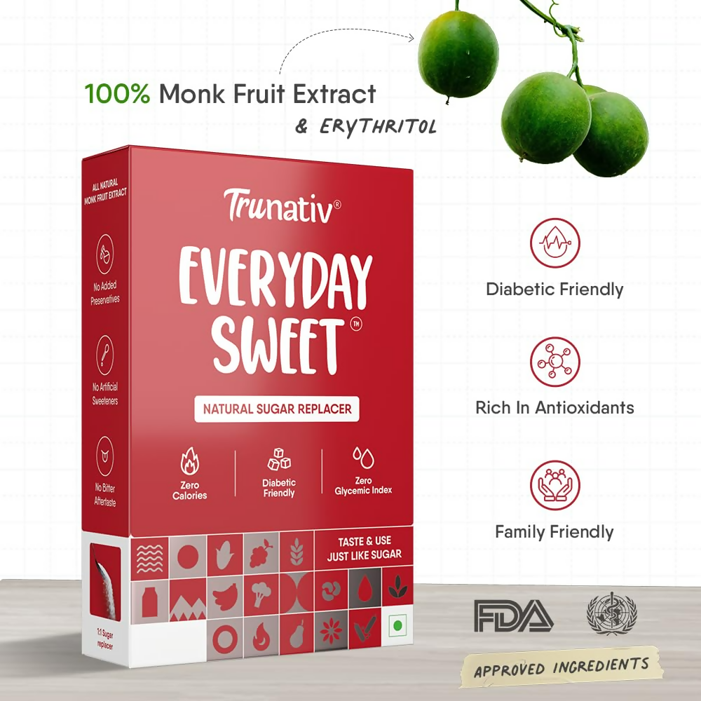 Trunativ Everyday Sweet Monkfruit Sweetener Powder | Swadesiicart