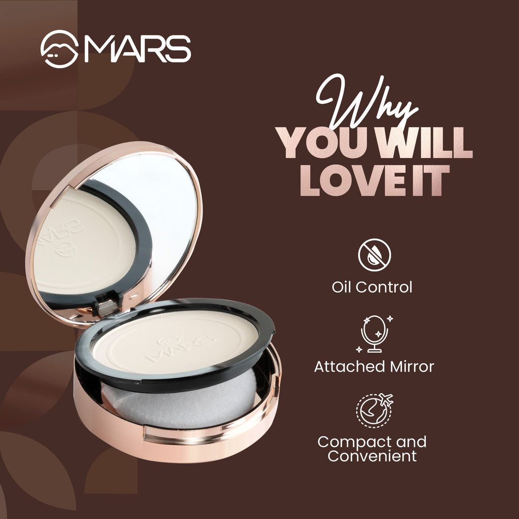 MARS Cosmetics Matte On Compact Powder with Applicator Puff - 01 Light | Grab2Buy