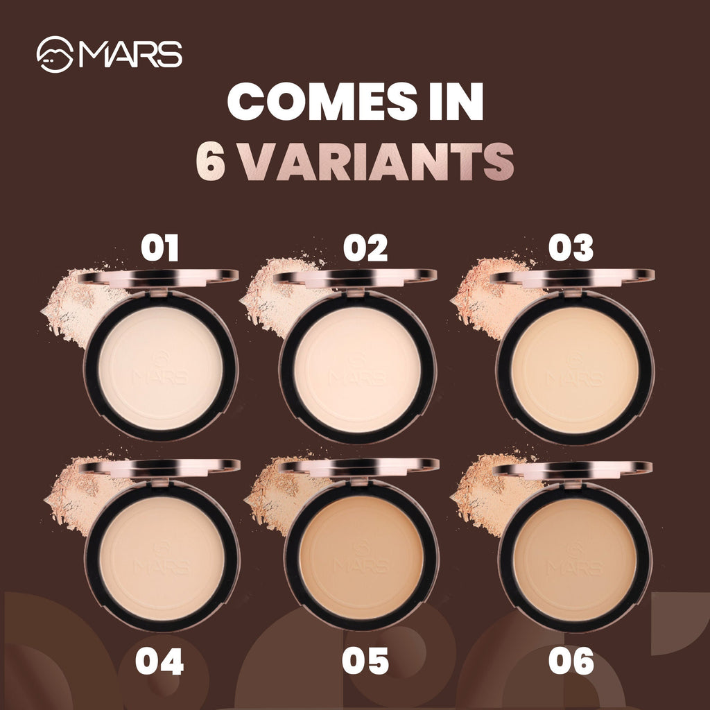 MARS Cosmetics Matte On Compact Powder with Applicator Puff - 01 Light | Grab2Buy