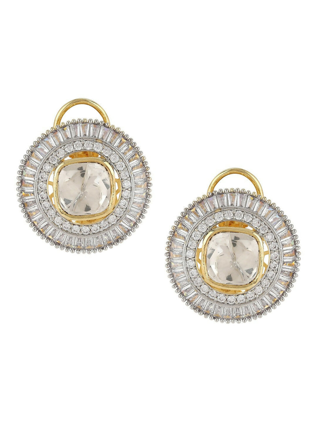 Diamond & Semi Precious Stone Round Oversized Studs- Ruby Raang | Grab2Buy