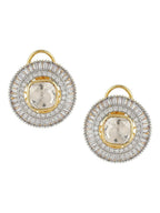 Diamond & Semi Precious Stone Round Oversized Studs- Ruby Raang | Grab2Buy