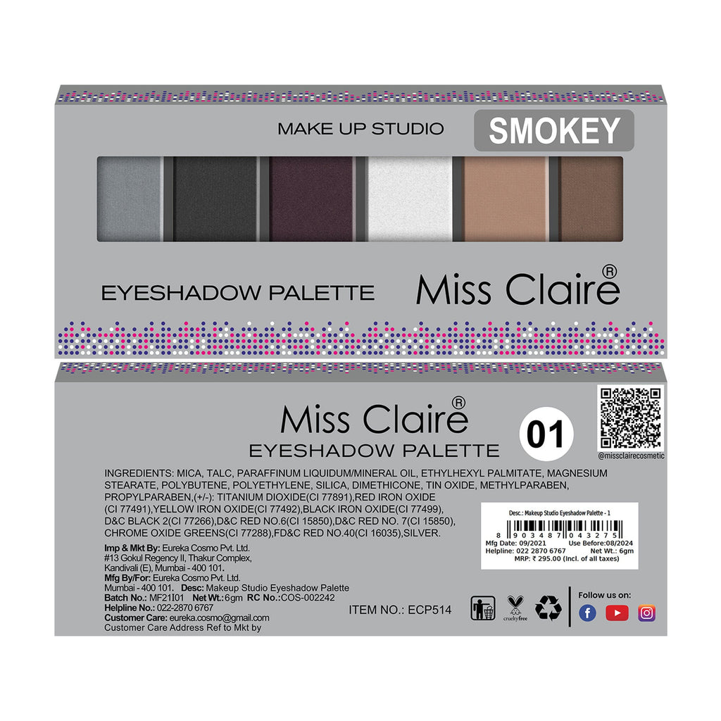 Miss Claire Makeup Studio Smokey Eyeshadow Palette - 1