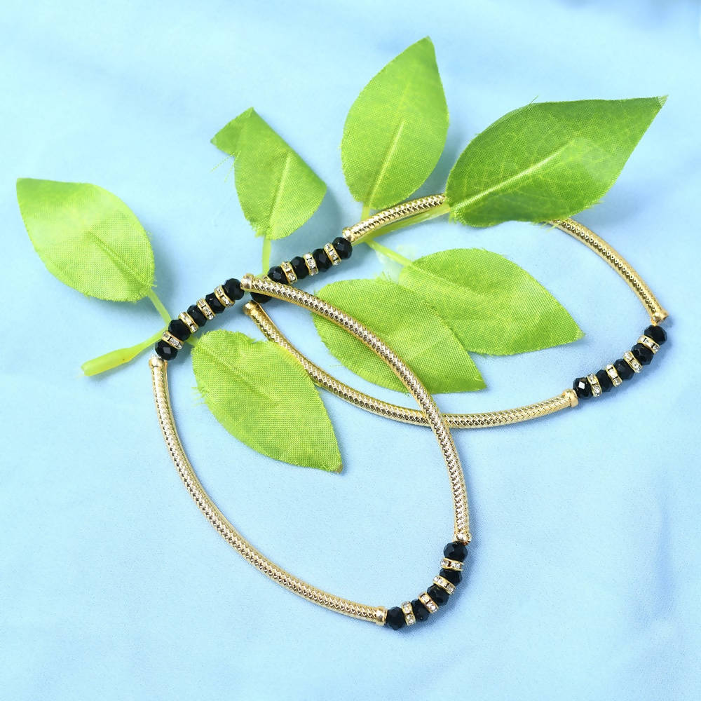 Mominos Fashion Kamal Johar Gold-Polished Beads Anklets | Grab2Buy