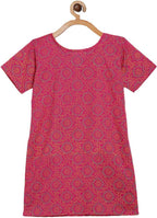 Ahalyaa Magenta Cotton Printed Kids Kurta Sharara Set With Dupatta For Girls | Grab2Buy