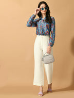 Myshka Women's Multi Satin Printed Smart Shirt | Grab2Buy