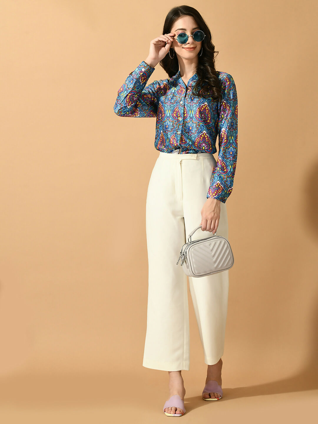 Myshka Women's Multi Satin Printed Smart Shirt | Grab2Buy