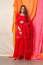 Cheera Red Kurta Palazzo Dupatta set | Grab2Buy