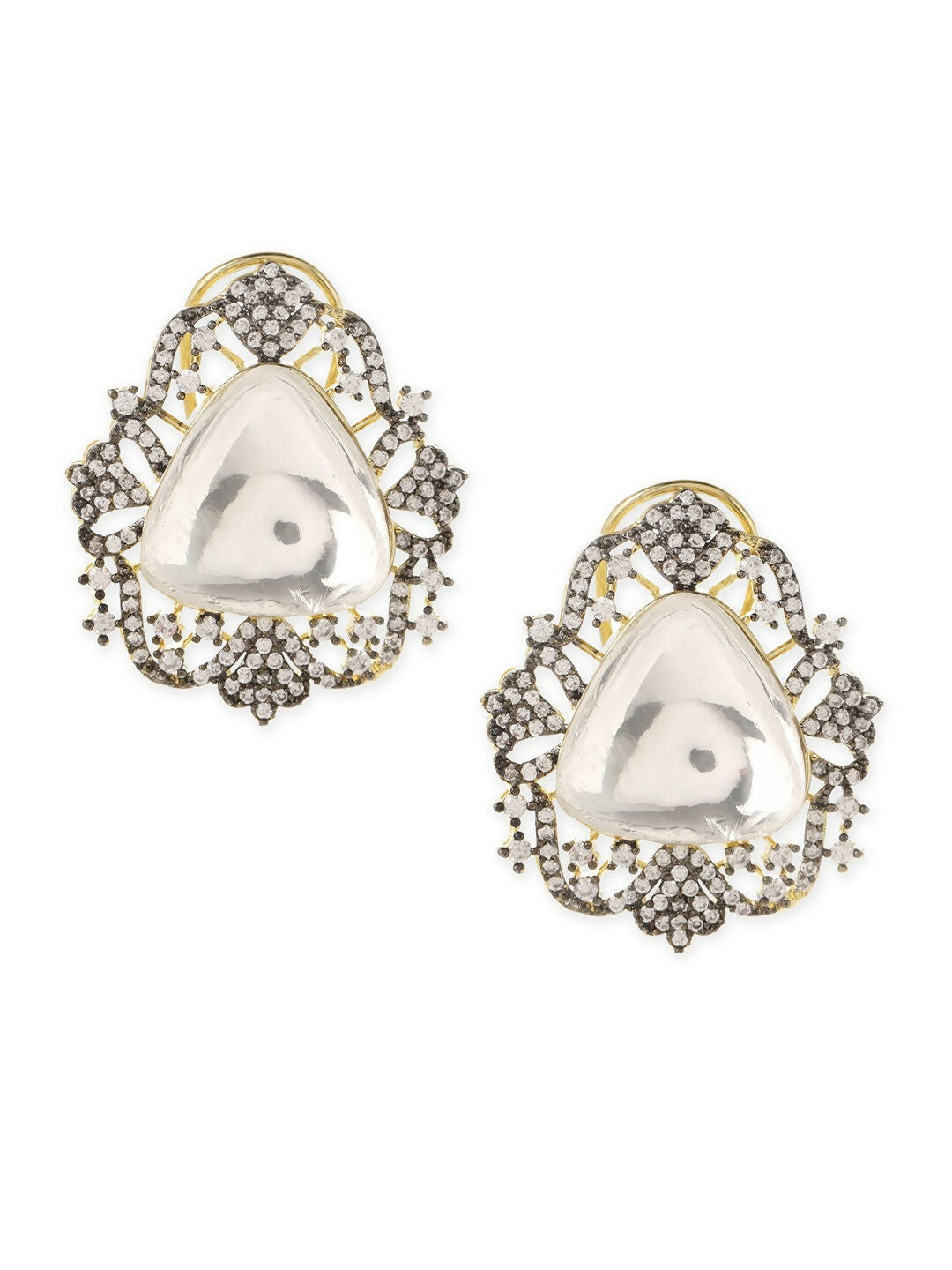 Oversized Kundan & Diamond Stone Earrings- Ruby Raang | Grab2Buy