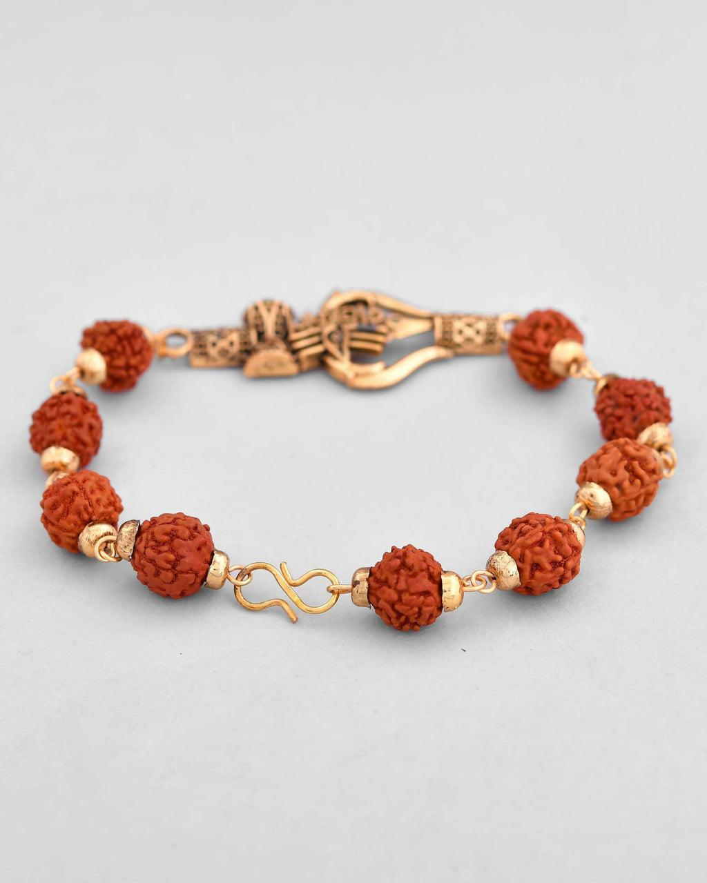 VOJ Gold-Polished Rudraksh Mahakal Bracelet
