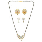 AanyaCentric Gold-Polished Mangalsutra with Pendant, 2 Pair Earrings | Grab2Buy