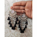 MS Fashion India Alloy Black Color Metal Drops And Danglers Half Chandbali Mirror Earrings | Grab2Buy