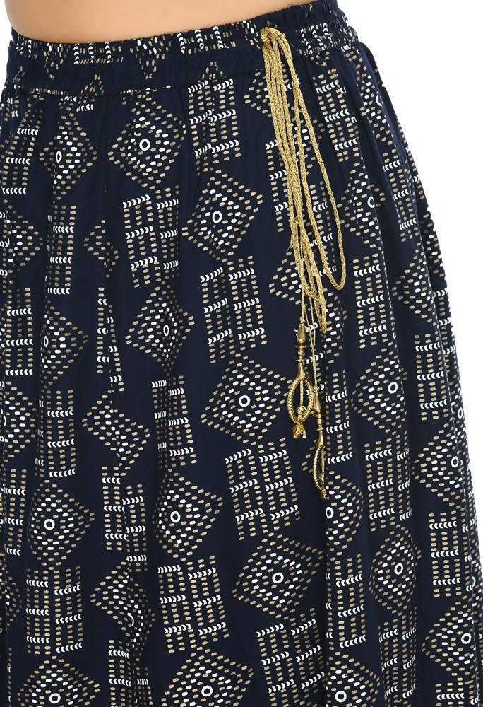 Mominos Fashion Moeza Cotton Navy Blue Printed Lehenga (Lancha) | Grab2Buy