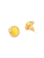 Yellow Stone Kundan Studs (yellow) - Ruby Raang | Grab2Buy