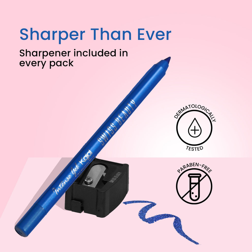 Swiss Beauty Intense Gel Kajal 12-Hour Stay Smudge-Proof with Sharpener - 8904325004434_08royalblue | Grab2Buy