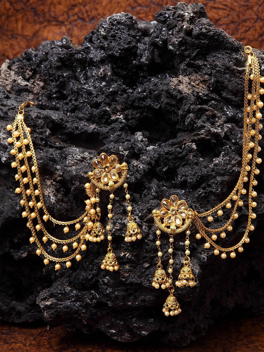 Shining Diva Gold-Polished Taselled Classic Jhumkas | Grab2Buy