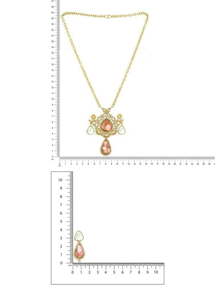 Glass Kundan Gold plated Long Earrings - Ruby Raang | Grab2Buy