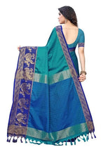 Vamika Banarasi Jacquard Weaving Blue Saree (DHONI BLUE) | Grab2Buy
