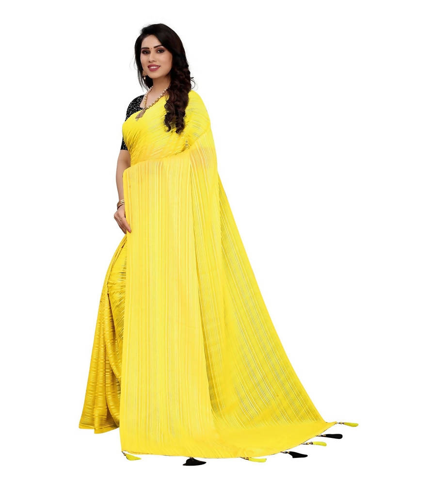 Vamika Yellow Georgette Seqence Saree (Riva Yellow) | Grab2Buy