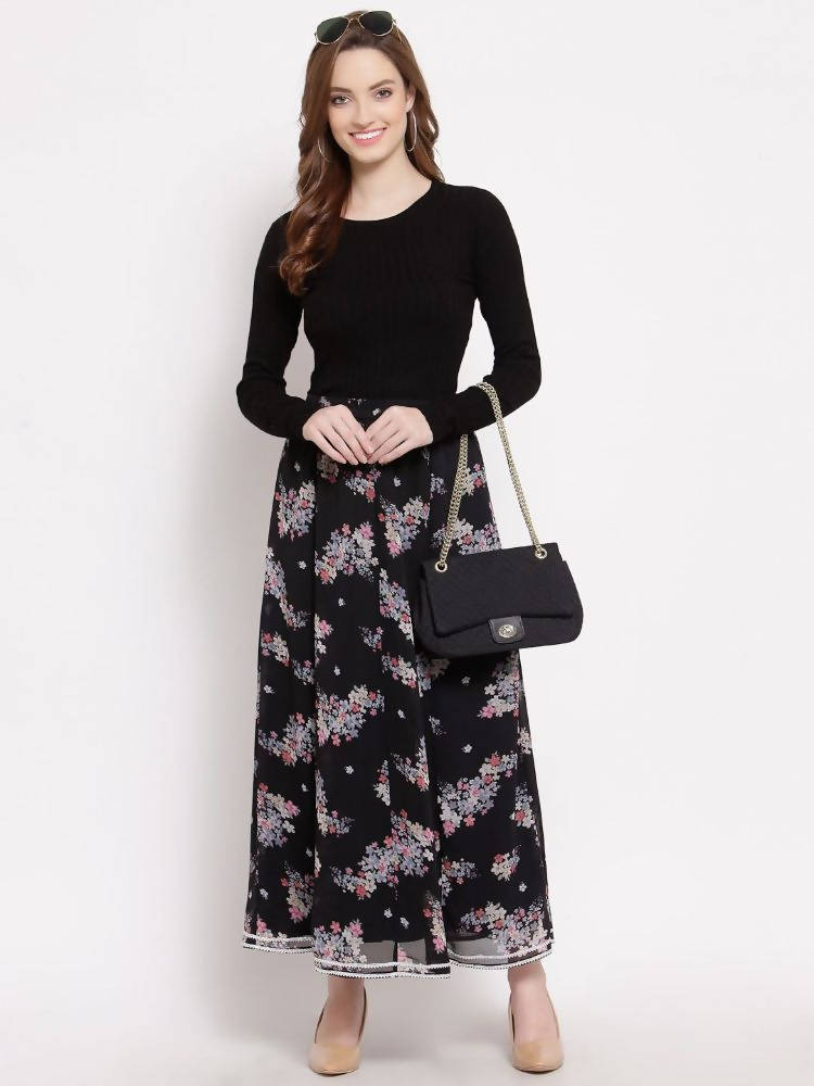 Myshka Women's Multi Georgette Na Na Printed Casual Skirt | Grab2Buy