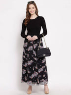 Myshka Women's Multi Georgette Na Na Printed Casual Skirt | Grab2Buy