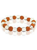 NVR Natural Rudraksha & Quartz Beaded Stretchable Bracelet | Grab2Buy