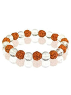 NVR Natural Rudraksha & Quartz Beaded Stretchable Bracelet | Grab2Buy