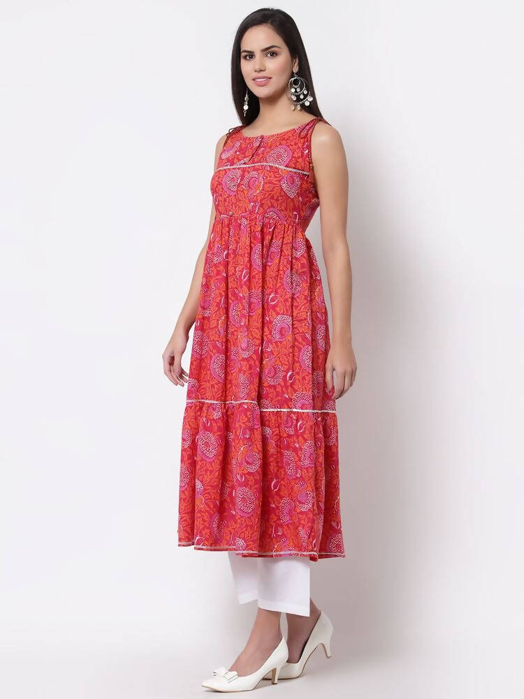 Myshka Cotton Printed Sleeveless Round Neck Casual Women's Dress | Grab2Buy