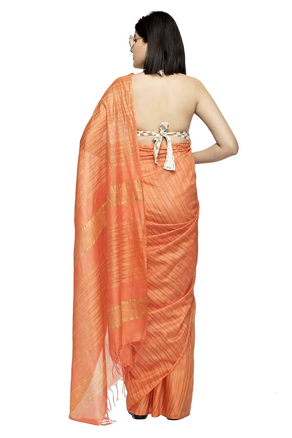 Mominos Fashion Orange Color Bhagalpuri Saree | Grab2Buy