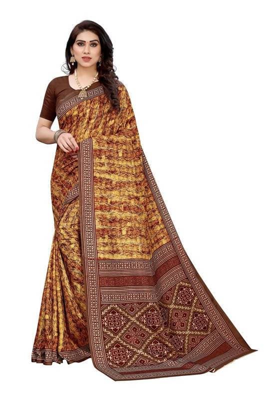 Vamika Printed Yellow Crepe Silk Saree (ICE YELLOW ) | Grab2Buy