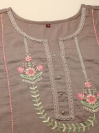 Brown Embroidered Chinon Straight Kurta With Trouser & Dupatta - Salimar | Grab2Buy