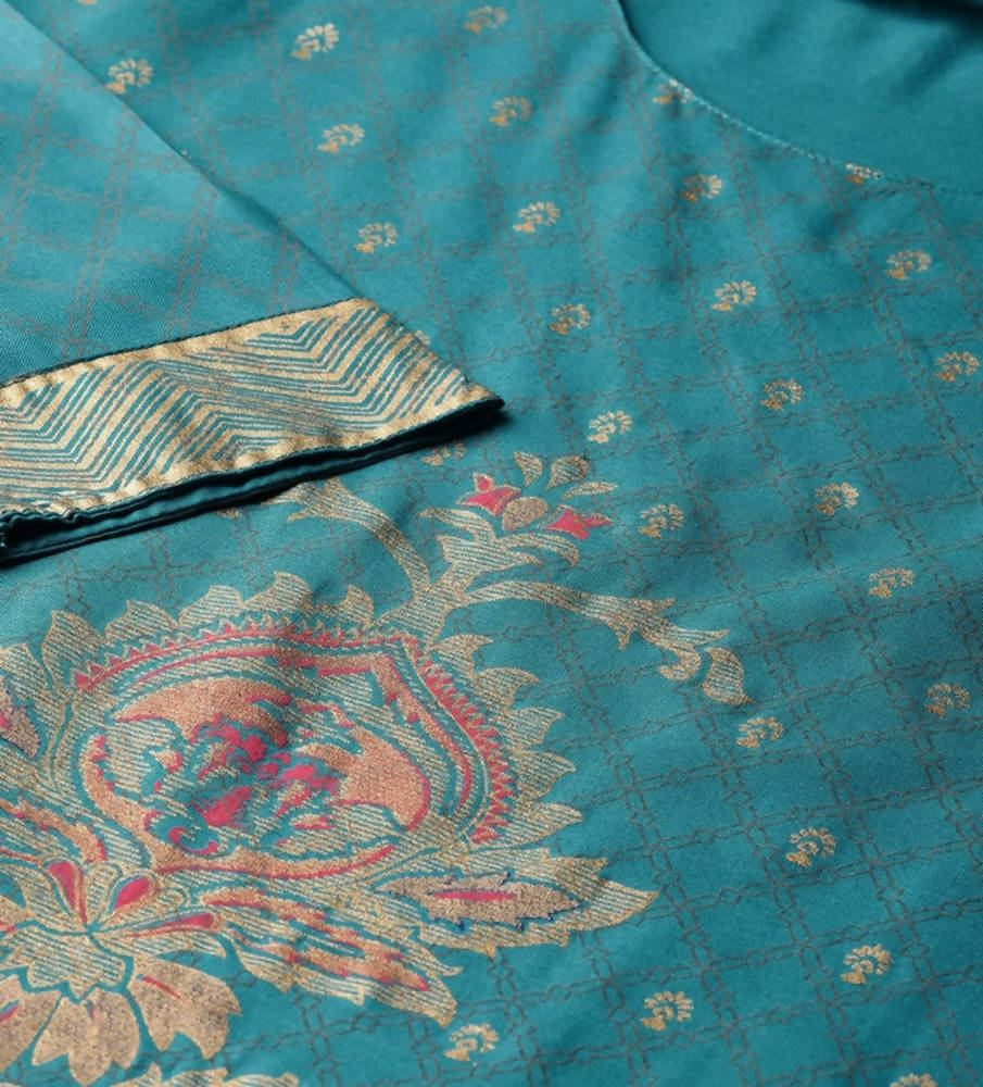 Vamika Sky Blue Printed Rayon Party And Casual Wear Kurta Set | Grab2Buy