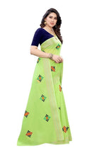 Vamika Chanderi Cotton Embroidery Green Saree (Dixa Green) | Grab2Buy