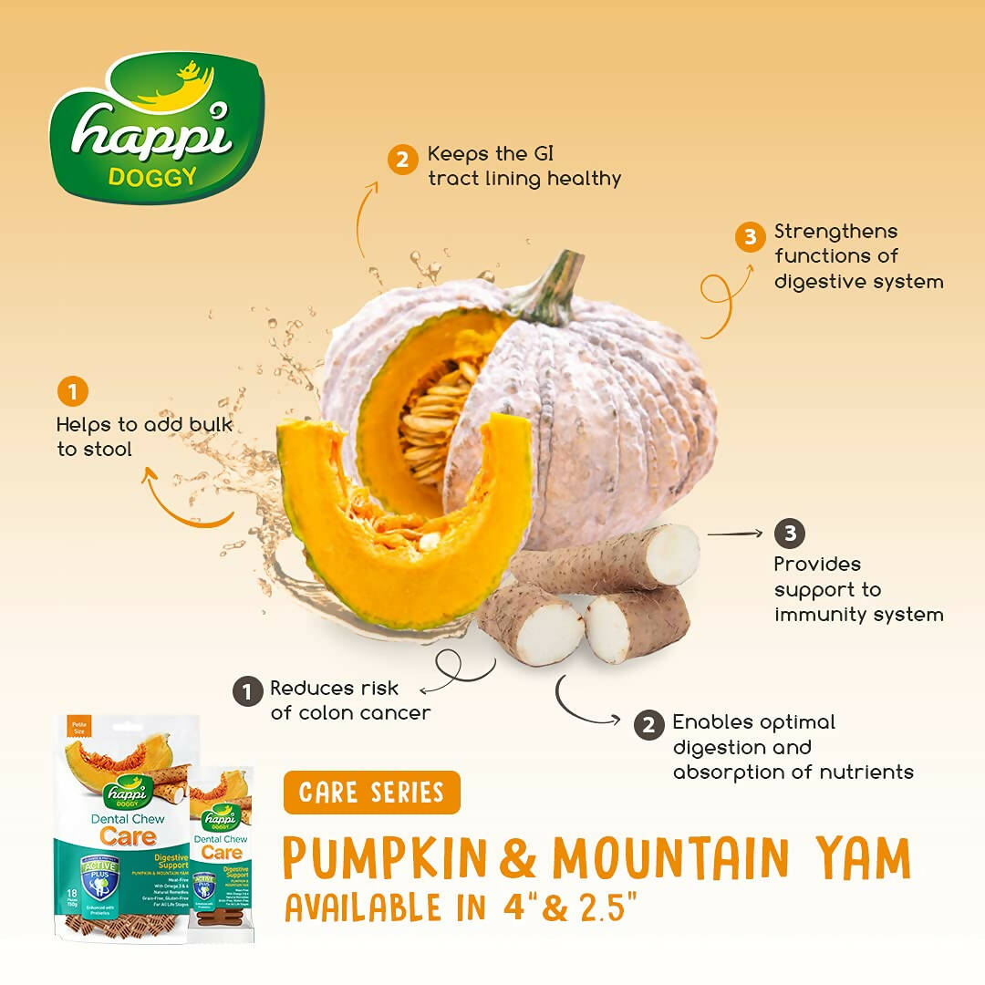 Happi Doggy Dental Chew Care Digestive Support Pumpkin & Mountain Yam | Grab2Buy